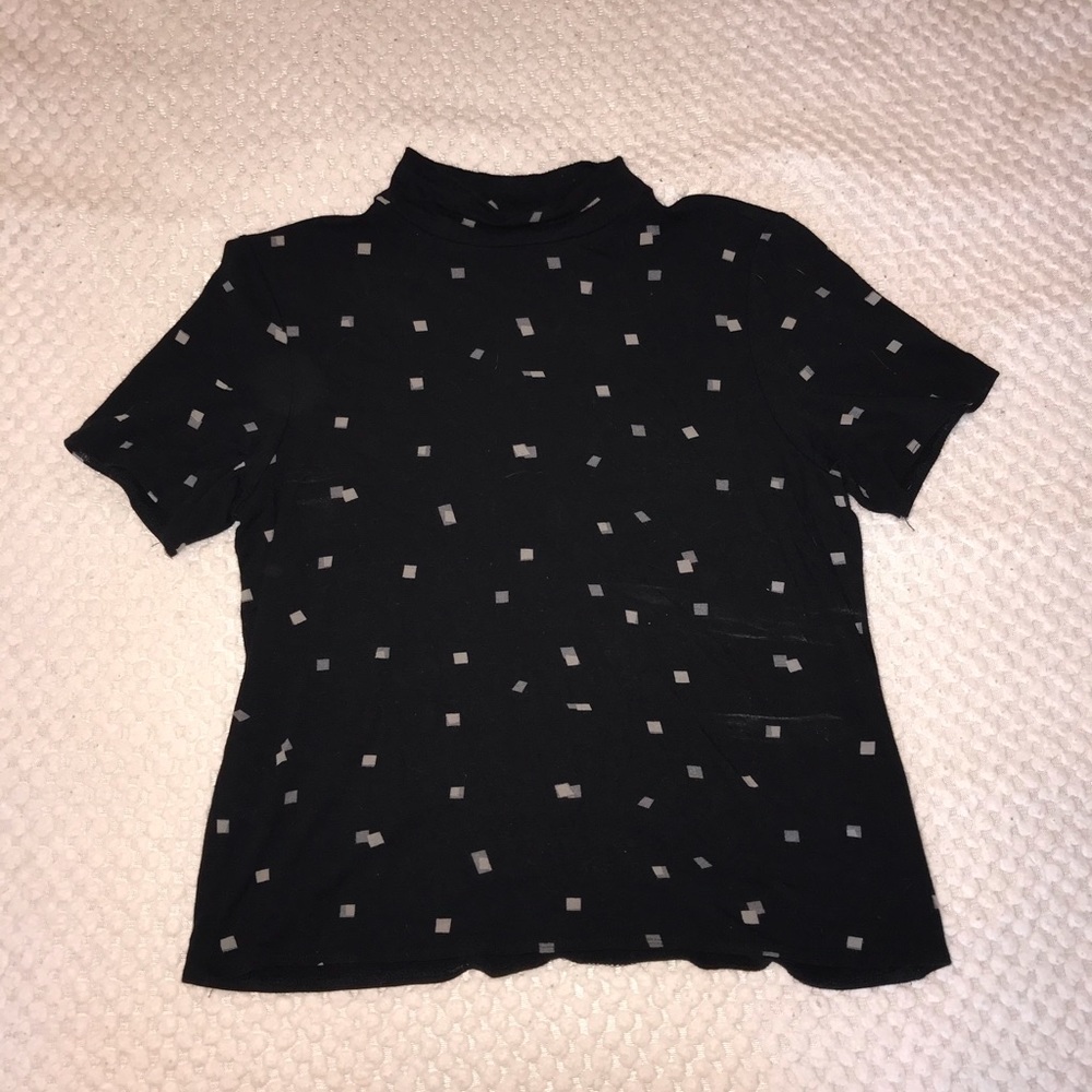 Black mock turtle neck mid length top